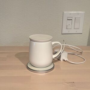OHOM Kopi Mug & Warmer Set in White